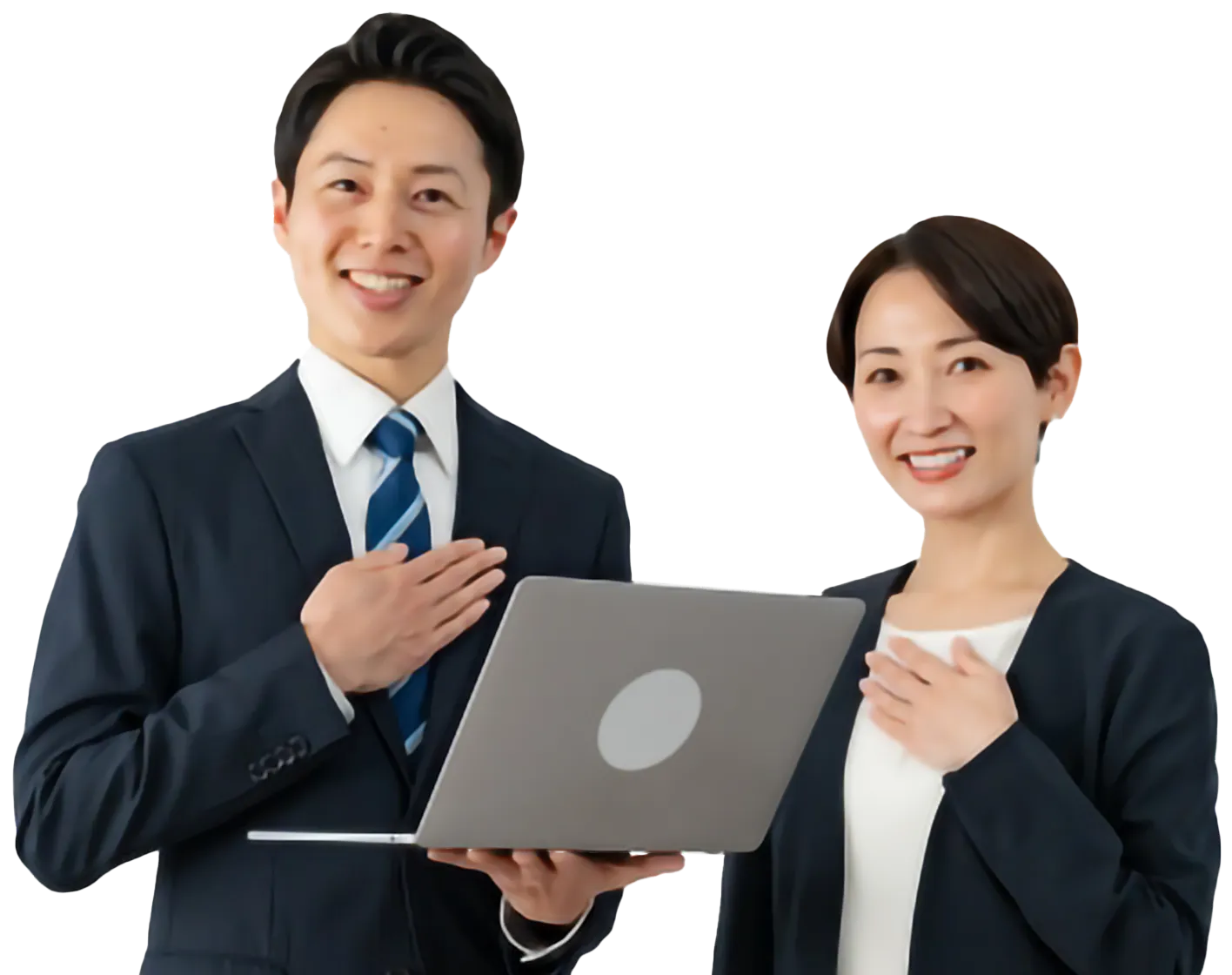 スーツを着た男女